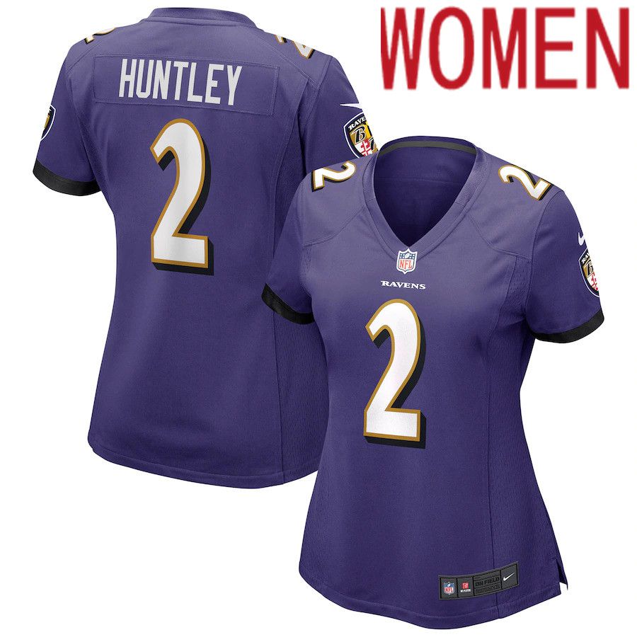 Women Baltimore Ravens #2 Tyler Huntley Nike Purple Game NFL Jersey->women nfl jersey->Women Jersey
